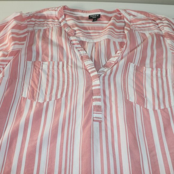 Torrid Harper Chambray Fit Pullover 3 4 Sleeve Blouse 3X - Picture 6 of 15